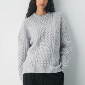 Aritzia Merino Wool light Gray Cable Knit Sweater